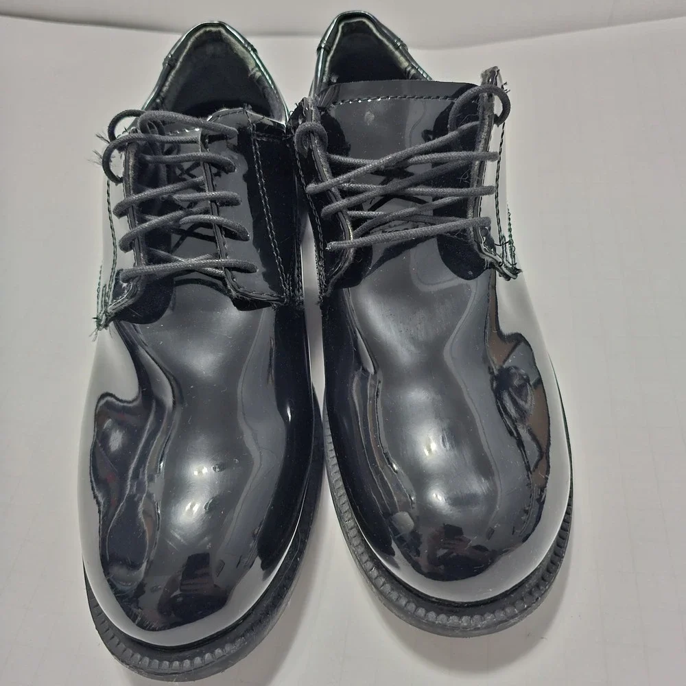 Thorogood Men's Sz 10 Poromeric Oxford Shoes 831-6031 Shiny Black Uniform Dress